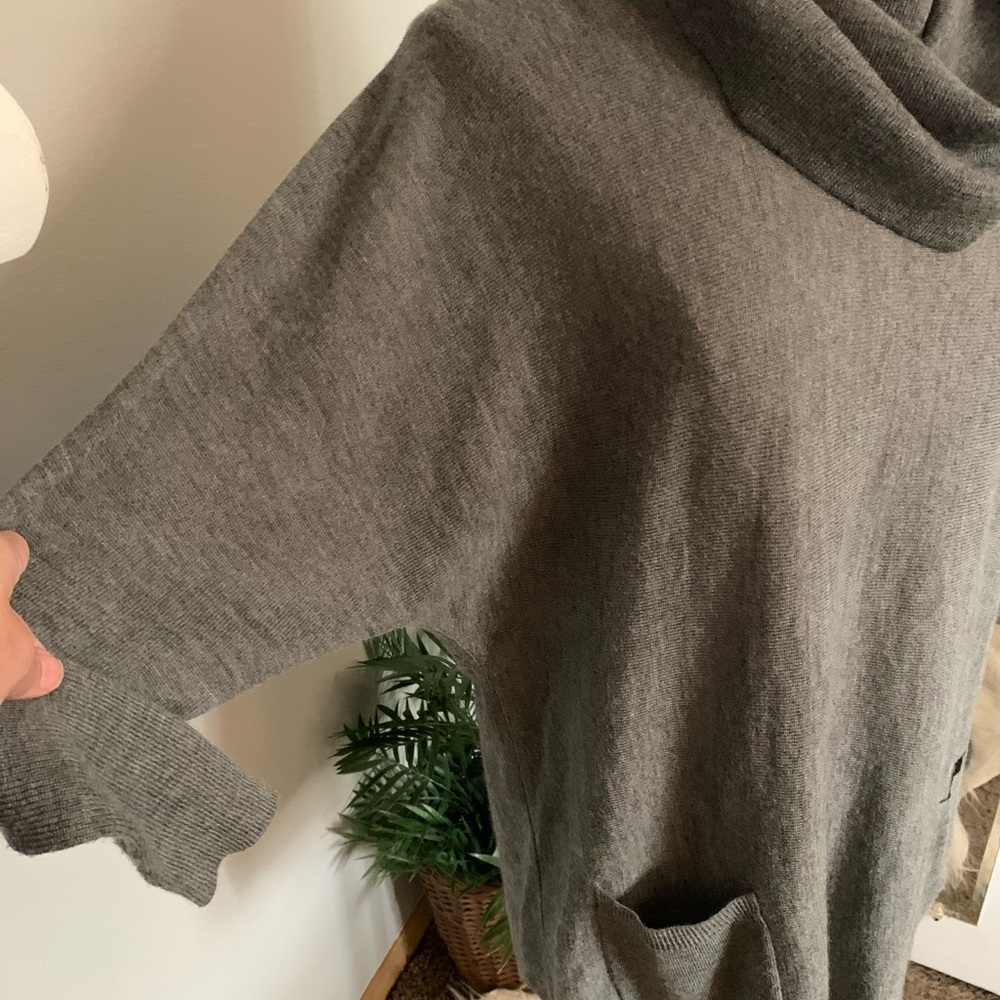 Women’s Oversized Gray Wool Cowl neck sweater XS S career Casual Warm Cozy - Picture 6 of 13